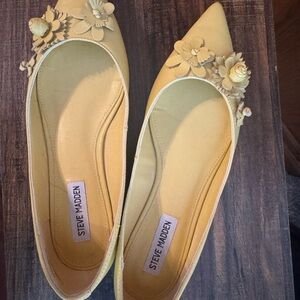 Steve Madden Yellow Flats with Floral Accents